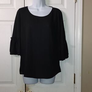 Elle Black casual business casual  1/2 length  pleated wide sleeve Sz XS NWOT